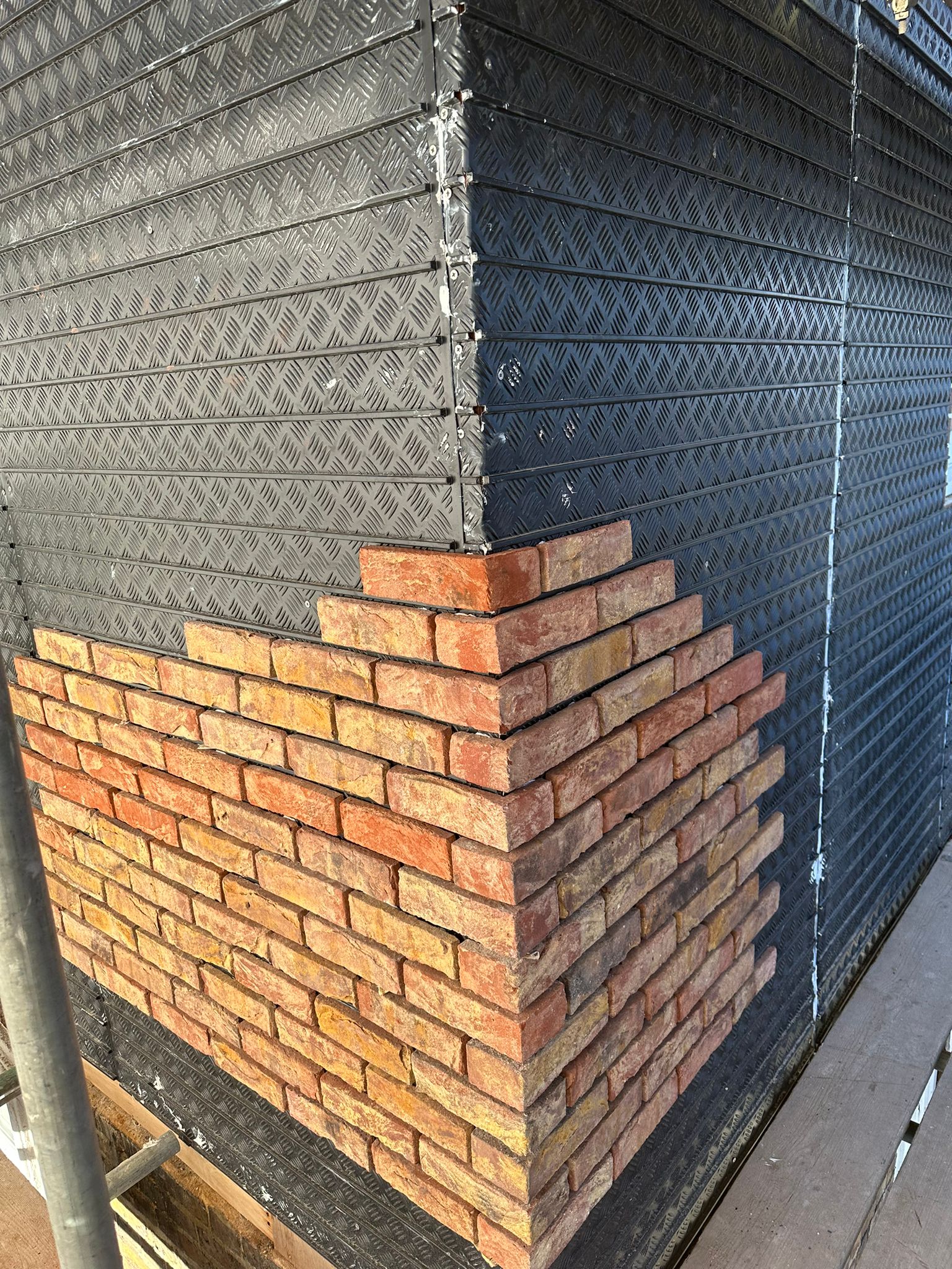 New brickwork brick slips corner detail